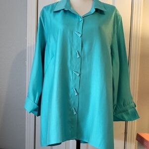 Multiples Mint Green Button-Down Tunic.
